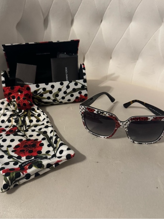 Dolce & Gabbana Accessories - Dolce & Gabbana White, Red & Black Floral Polka Dot Sunglasses